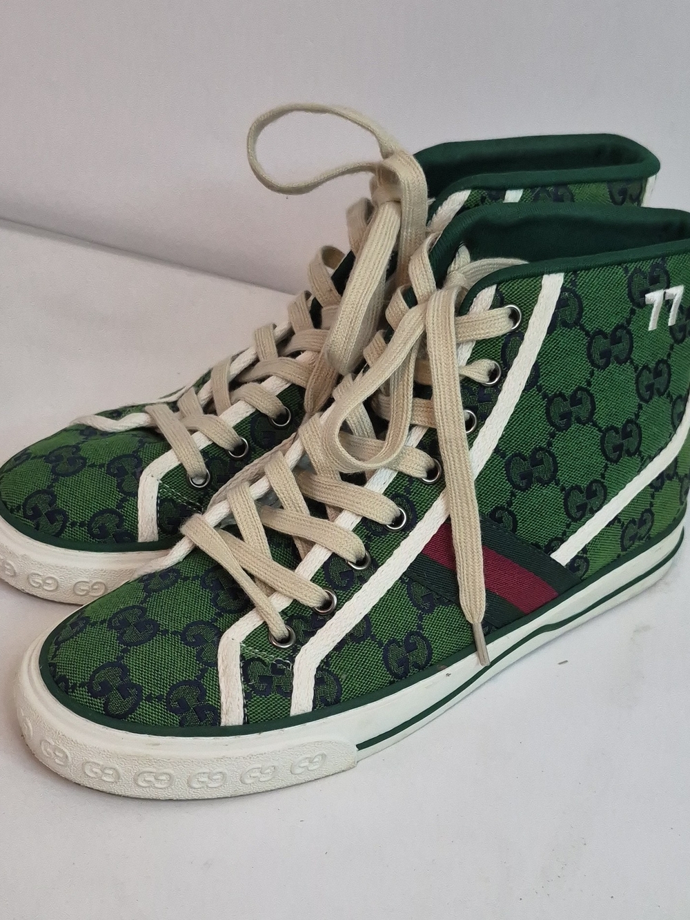 Gucci Green GG Canvas High-Top Sneakers Size 39
